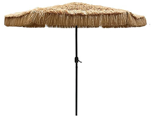 MYUYEE Grande ombrellone da Giardino Patio ombrellone da Spiaggia Hawaiano da 9 Piedi ombrellone Portatile in Paglia per Patio Protezione UV ventilato Ristorante,