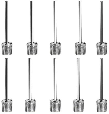 10 Stück Fußballpumpe, Ballpumpe, Edelstahl, tragbar, aufblasbar, Nadelventil-Adapter für Basketball, Fußball, Ballon, Volleyball