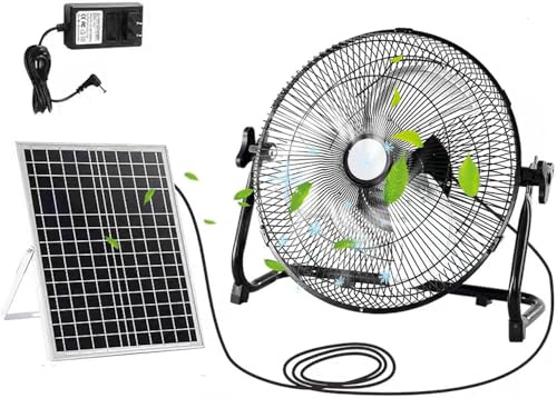 14 Soldriven Fläkt, 15w Solpanelsfläktar För Kylning Av Luftcirkulation I Växthus Eller Kycklinghus, Golvfläkt För Campingfläkt, Perfekt För Sommarkylning, Black, 14 in (36cm)