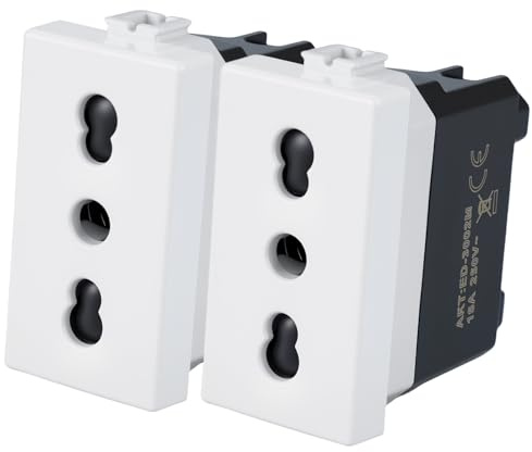 VOLTIX 2 PEZZI Presa Bipasso Bivalente 2P+T 10/16A Prese Elettriche da Muro Compatibile con Bticino Matix (2)