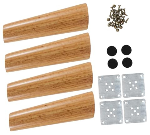 CLISPEED Massive Holz Möbelfüße Schräg Zulaufend mit Tischbeine mit Montageplatten Schrauben und Schutzpads Robuste Möbelbeine für Sofa Schrank Couchtisch Vielseitig Einsetzbar
