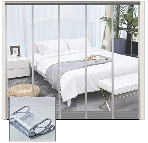 Cortina para Puerta Tiras PVC Cortina de Puerta con Tiras de plástico PVC Transparente, Impermeable, autocebante, de 3,0 mm, magnética, para Porche y Garaje, 72 tamaños