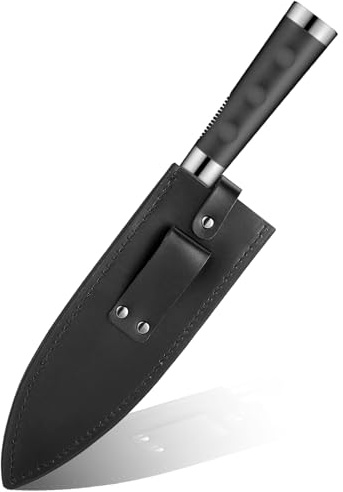 Cowhide Leather Knife Sheath, 8 Inch Leather Sheath Scabbard Pouch Soft Leathers Sheaths with Belt Loop Good for Protect Fixed Blade Chef Meat Cleaver sheathes(8.2 Lx2.2 W)