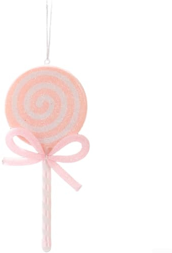 Yuanpgky Adorno de piruleta de Navidad, lazo rojo y rosa, decoración dulce de plástico, árbol festivo, decoración del hogar, 20,5 x 11 cm, ligero (rosa)