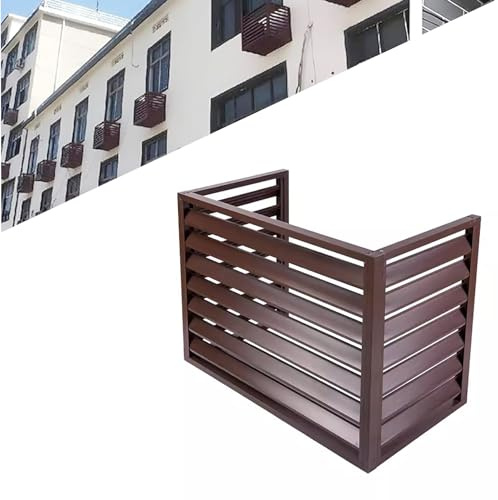 Outdoor Air Conditioner Cover - Decorative Privacy Fence Screen for Heat Pumps, Noise Reduction, 45° Inclined Grille Design, Weatherproof & Stylish Facade Protection