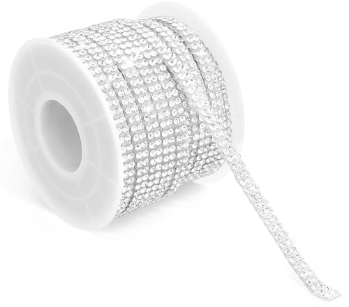 Cristales Adhesivos Para Manualidades, Diamantes Adhesivos, Cadena De Strass De Cristal, Tiras Decorativas, 10 Yardas 1 Rollo, Para Decoración En Bodas/Cumpleaños, Cinturones, Pasteles, Diy (Blanco)