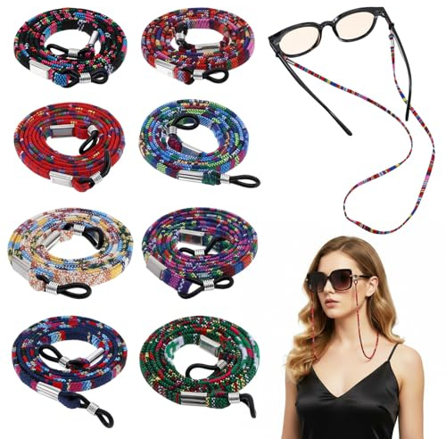 Ouligay 8 Stück Rutschfeste Brillenkette Damen Soft Brillenband Glasses Chain Modische Brillenketten Brillen Kette Eyeglass Chain Für Brille Brillen Sonnenbrille Lesebrille