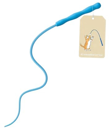 Cat Teaser Wand, Silicone Kitten Play Toy, Extendable Rod with Attachment, Flexible Silicone String, Pet Exercise Toy with Hunting Design, Enrichment Activity for Indoor Cats