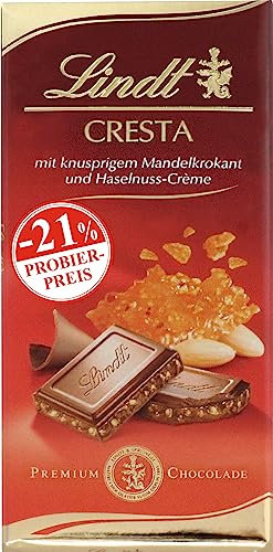 Lindt Schokolade Cresta, Promotion | 6 x 100 g Tafel | Vollmilch-Schokolade mit knusprigem Mandelkrokant und Haselnuss-Crème | Schokoladentafel | Schokoladengeschenk