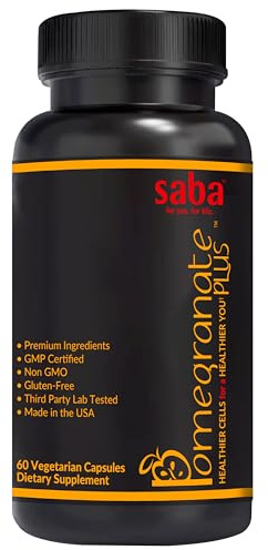 Saba Pomegranate Plus™ – Astaxanthin Supplement with AstaReal® & Pomegranate Extract | Antioxidant Support for Skin Health, Immune Support & Cellular Protection | 60 Capsules