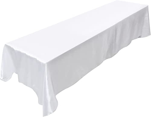 JIUERYY Satin Tischdecke für Hochzeitsbankett Bankettveranstaltung Taufdekoration, Weiß, 228x335CM