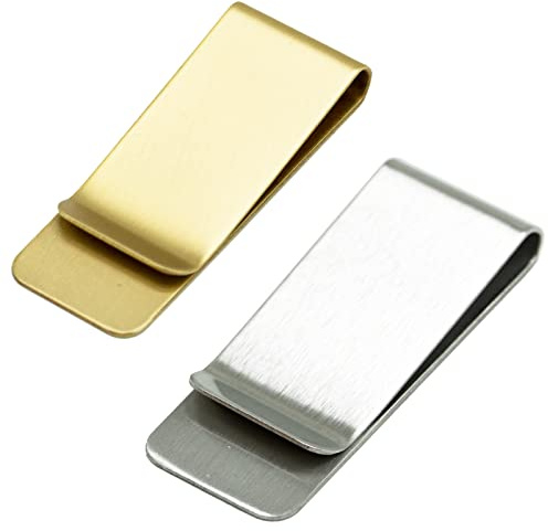 SZXMDKH Money Clips, 2 Pcs Stainless Steel Money Clip Used to Store Money and Credit Cards (Silver and Gold)