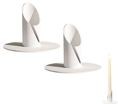 2 Stück Kerzenständer, 2,5cm Weiß Kerzenständer, Candlelight Dinner Kerzenhalter, für Wohn, Esszimmer und Schlafzimmerdekoration Kamindekoration