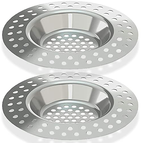FIXIT Stainless Steel Kitchen Sink Strainer Plug: Hair Catcher & Drain Filter - 75mm Diameter, Ideal for Kitchen and Bathroom Sinks, Bathtubs, and Showers (Pack of 2)