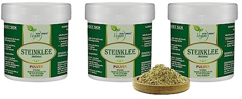 VITA IDEAL Vegan® STEINKLEE - Kraut 3x 200g PULVER - Melilotus - Tagesportion 560mg STEINKLEEKRAUT, natürlich, pflanzlich & ohne Zusatzstoffe, Inklusive Messlöffel.