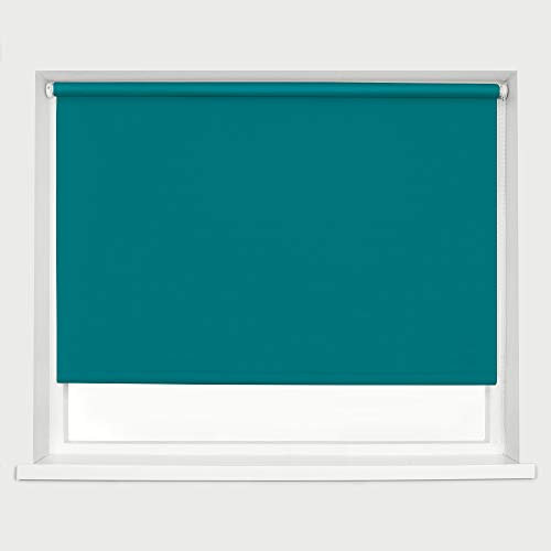 Made To Measure Teal Blackout Roller Blinds Thermal Blackout Material Metal Brackets & FIttings 25mm Roller Tube Easy Fit Child Safe Bedroom Office60cm Width x 160cm Length