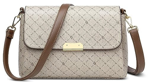 DIRRONA Damen Umhängetaschen Mode Crossbody Bag Mittel Täglich Schulter Handtasche Casual Pu Leder Wasserdicht Henkeltasche Reisen Dating Arbeiten Party Schultertasche Tasche Khaki