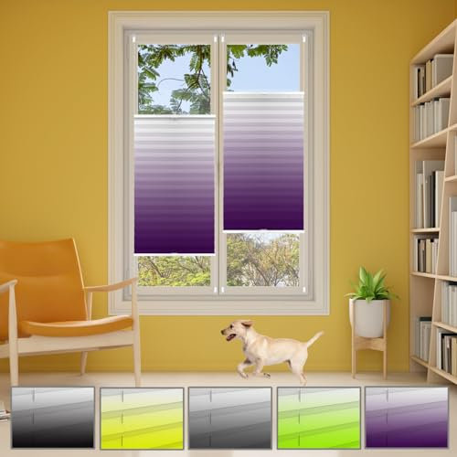 Klemmfix Plissee Ohne Bohren 95 x 130 cm Rollo Plise Plisee Plisse, Plissee Klemmfix, Jalousie Rollos Klemmfix - Sonnen- und Sichtschutz für Fenster nach Maß, Lila
