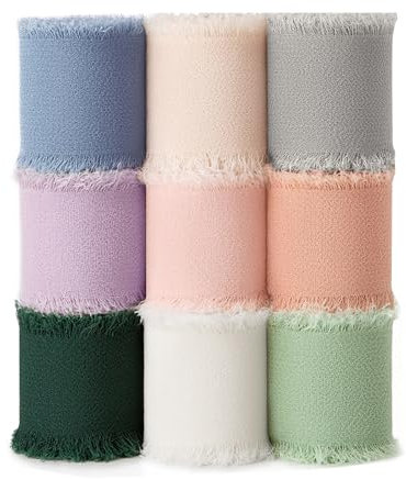 BYZANDQI Chiffonband 9 Rollen Schleifenband Geschenkband Hochzeit Dekoband Stoffband Seidenband 2,5cm x 22,5m