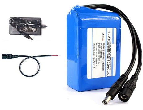 WILLQ Batería de polímero de Litio de 12V, 6Ah, 8Ah, 10Ah, 12Ah, 16Ah, 20Ah, batería Recargable de Iones de Litio, Potente batería portátil con Cargador,No Light,12000mah