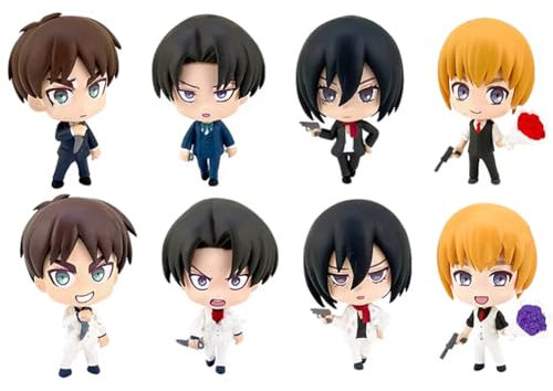 Xinchangda Levi Figuren Eren Jaeger/Armin Arlert Anime-Figuren, 4 Stück/6 Stück, PVC, Anime-Action-Figuren für Fans, 5 cm