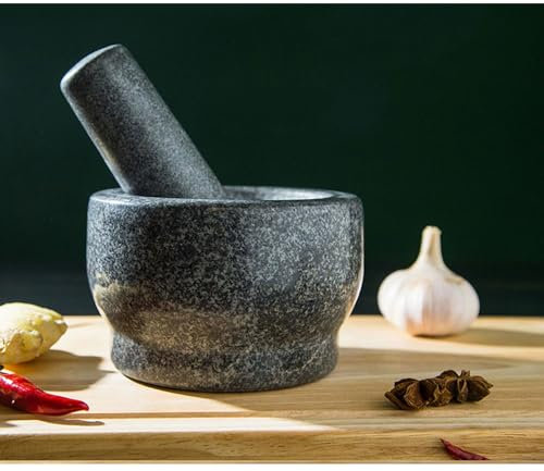 Juego de mortero y mortero de piedra natural para moler de granito de medicina china para especias guacamole y cocinar