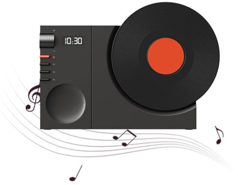 Mini Retro Bluetooth5.3 Speaker Hi-Fi Sound Bar Vintage MP3 Musica Display Card Orologio Scatola di Supporto con Lettore TF Dot Bluetooth Electronics Soundbar Mini vinile Altoparlante Vintage, look