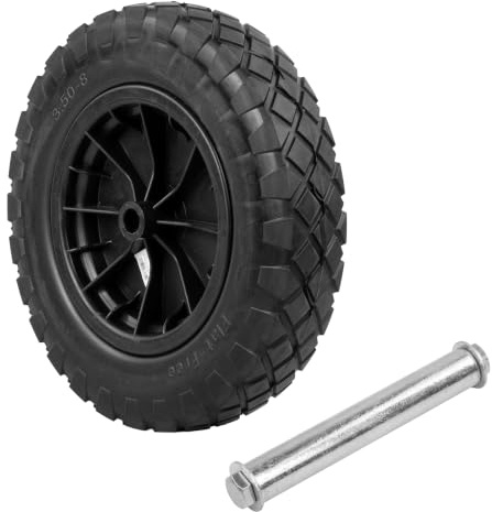 KCT Puncture-Proof 14 Inch Wheelbarrow Wheel, Tyre & 128x20mm Axle Kit Replacement Set