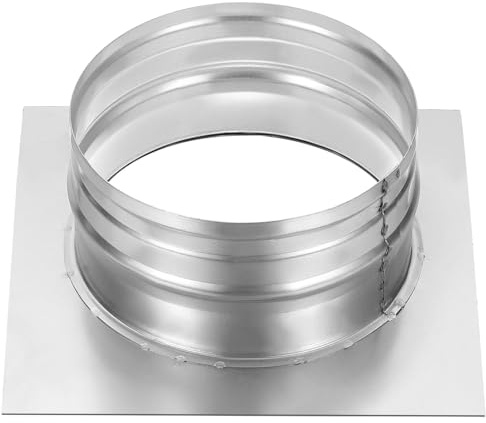 PATIKIL 6 / 145mm Duct Connector Flange, Dryer Vent Wall Plate Square to Round Straight Pipe Flange Chimney Top Plate for Air Heating Cooling Ventilation HVAC System, 200x200mm Base