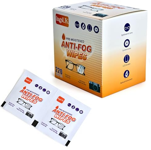 Anti-Fog Pre-Moistened Lens Wipes for Glasses, Goggles, Sunglasses & More – Quick Dry, Streak-Free, Scratch-Free Cleaning for Instant Crystal Clear Vision, Glasses Wipes -Large Size (220 Counts)