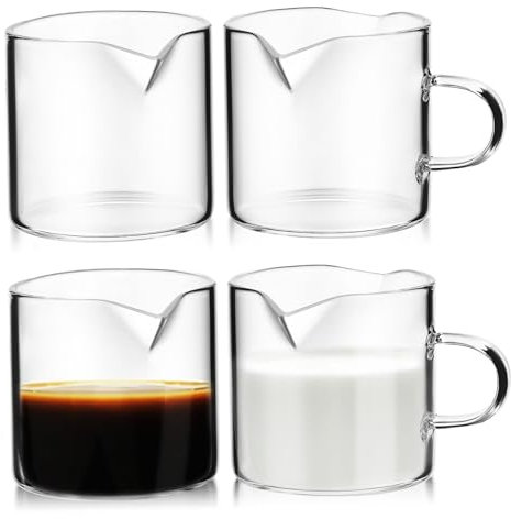 Mikinona 4pezzi Tazze Da Caffè in Vetro Lattiera Piccola in Vetro Trasparente Tazzine Da Caffè Espresso Per Espresso Trasparenti Per Sciroppo
