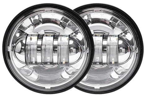 Fanale Proiettore Moto Fendinebbia A LED Rotondi Da 4,5 Pollici Faro Per Moto Per Proiettore Per Fendinebbia Ausiliario Per Moto Con DRL Faro Anteriore(002 chrome)