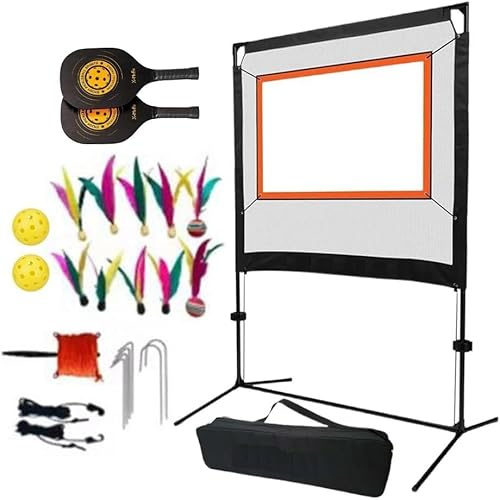 Gresonic Pickleball Netz Sets, Schlägern, vielseitig einsetzbar, mit Ständer, Herren und Damen, mit Federbällen, Mehrfachfunktion Tennisnetz mit Handtasche, Für Parks, Hof, Training
