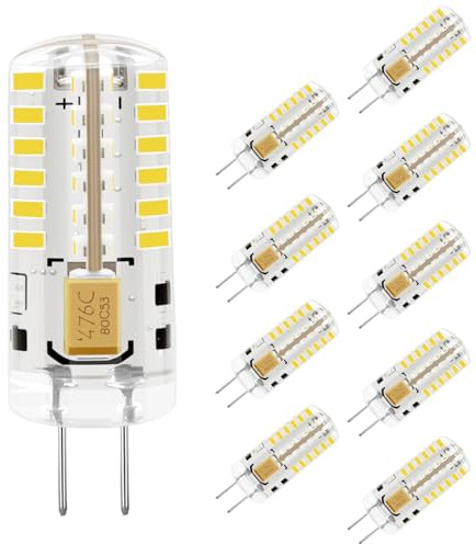 MDee G4 LED Bulbs Cool White 6000K, 1.8W 2 Pin Light Bulbs(Equivalent to G4 Halogen Bulb 20W), AC/DC 12V, 180LM, Non-Dimmable, Energy Saving Capsule Bulb for Cooker Hood Cabinet Lighting, 10Pack