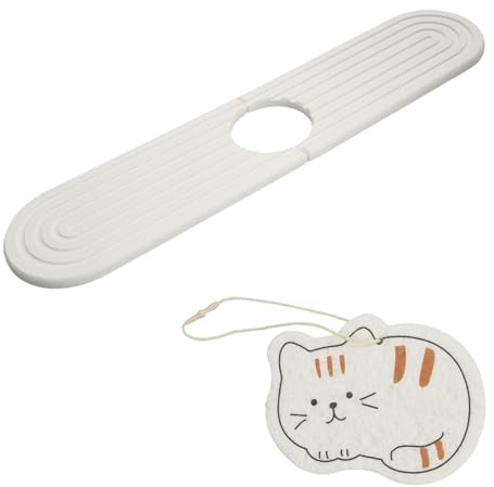 Rieoany Alfombrilla de Diatomita 45x10 cm, para Fregadero Cocina, Piedra Diatomita Baño Antideslizante Blanco