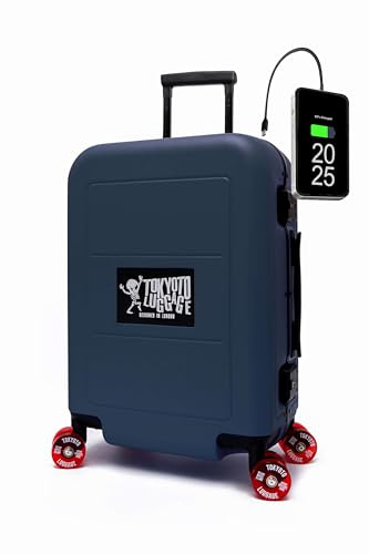 TOKYOTO Valise Cabine avec Roues Skate Bagage Design Skateboard Port USB Légère et Moderne pour Voyager Jeunes et Adolescents Roues Silencieuses 55x35x20cm Valise Rigide Trolley Blue Sendai