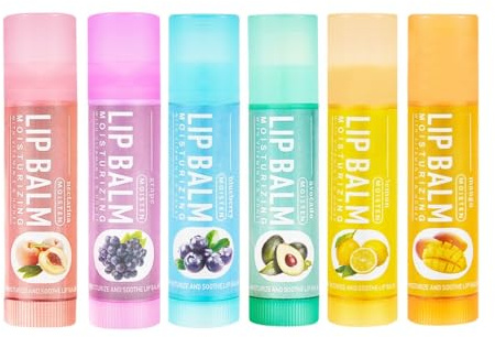 6 Unidades Bálsamo Labial Hidratante, Protector Labial con Aroma a Frutas para Labios Secos y Agrietados, Cuidado Duradero, Tamaño de Viaje, Invierno Anti-Grietas, Fácil de Aplicar