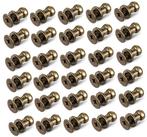 Sewroro 30 Pezzi Rivetti in Bronzo per Pelle Cinture Borse Jeans Due Parti Facili da Avvitare Decorativi Resistenti Artigianato da Te