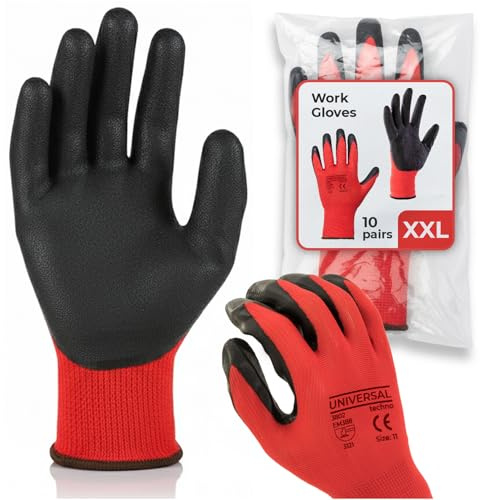 Home Markt24 Guantes de trabajo con revestimiento de látex, 12 pares (24 unidades) – Guantes protectores para construcción, jardín, taller, talla XXL, antideslizantes, resistentes, flexibles