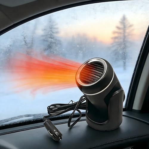 Buaak 12V Auto Heater Portable High Power Windscreen Defroster, for Fast Warm-Up | Car & Campervan Heater for Winter Driving, Defrosts Windows Quickly