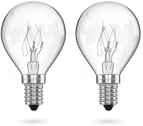 POPPSTAR Lampadina per forno E14 40W resistente al calore fino a 300 gradi (2400K bianco caldo, 350lm), confezione da 2