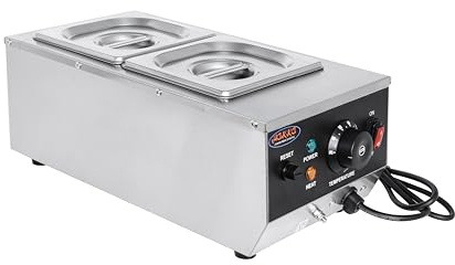 Hakka Tempéreuse à Chocolat, 1060W Fondoir à Chocolat Commercial avec Température Réglable 30~85℃, 2x1/6 GN Pans, Machine à Fondre et Chauffer le Chocolat Économe en Énergie pour Boulangerie/Café/Rest