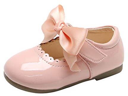 Scarpe Pelle Principessa Bambini Sandali Nodo Neonato Calzature Infantile Sneakers Morbide Antiscivolo Eleganti (19 Toddler)