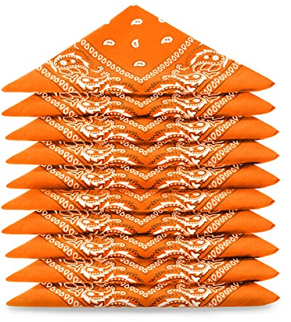 KARL LOVEN Bandanas Pack 100 % bomull Paisley halsduk huvud hals halsduk – 5-pack eller 20-pack, apelsin, 10 Per förpackning