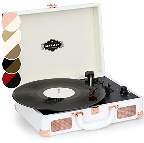 Auna Plattenspieler für Schallplatten, USB Plattenspieler mit Lautsprecher, Schallplattenspieler im Retro-Design, Audio Record Player, Moderner Vinyl Player, Leistungsstarker Turntable
