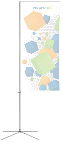 Vispronet Mobile Alu Fahnenstange mit Ausleger Indoor - versch. Bodenelemente & Größen - für Fahnen,Flaggen (M: Höhe 3,50 m, Kreuzfuß & Rotator)