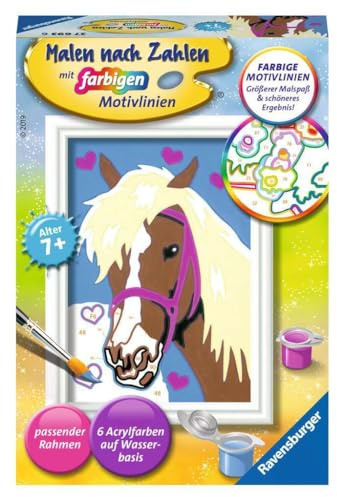 Ravensburger CreArt Liebes Pferd - Malen nach Zahlen ab 7 Jahre | Malset mit Rahmen, Pinsel und Acrylfarben, Geschenk für Mädchen und Jungen