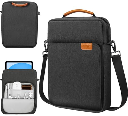 TiMOVO Custodia per Tablet 9-11 con Tracolla, Nero&Grigio