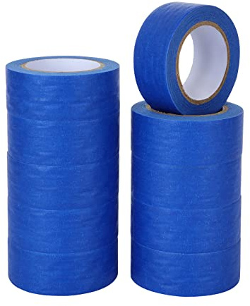 GOYADA 10 Stück Kreppband Malerband, Gewebeklebeband Blau 24 mm x 12 m, Klebeband für die Dekoration des Handwerks (Blau)