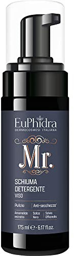 Euphidra - Mr. Schiuma Detergente Viso, Detersione Delicata per Pelli Sensibili e Miste, Formula Leggera, Morbida e Idratante a Base di Tensioattivi, Flacone Riciclato, 175 ml